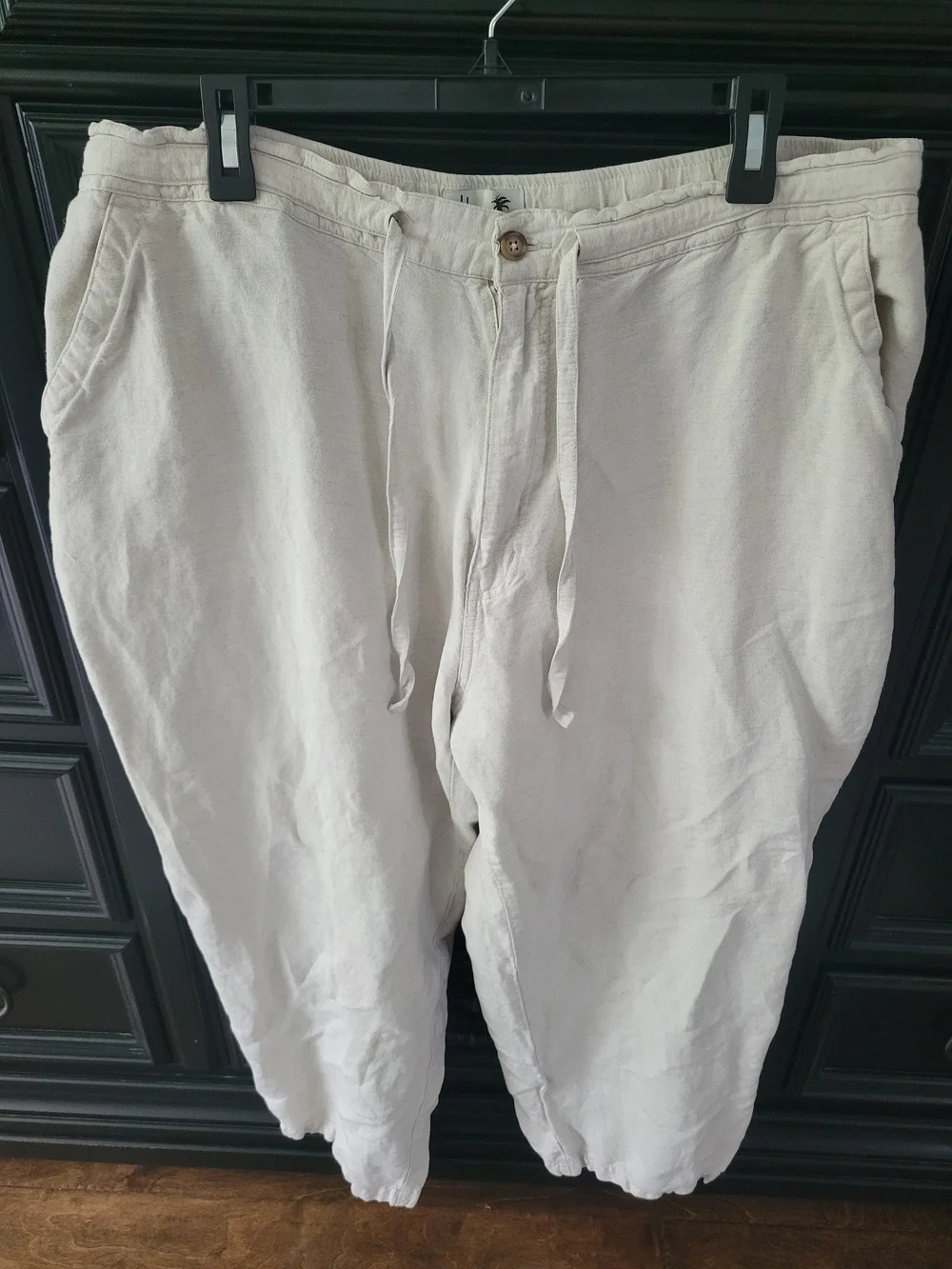 Men's Drawstring Chinos in Light Cream